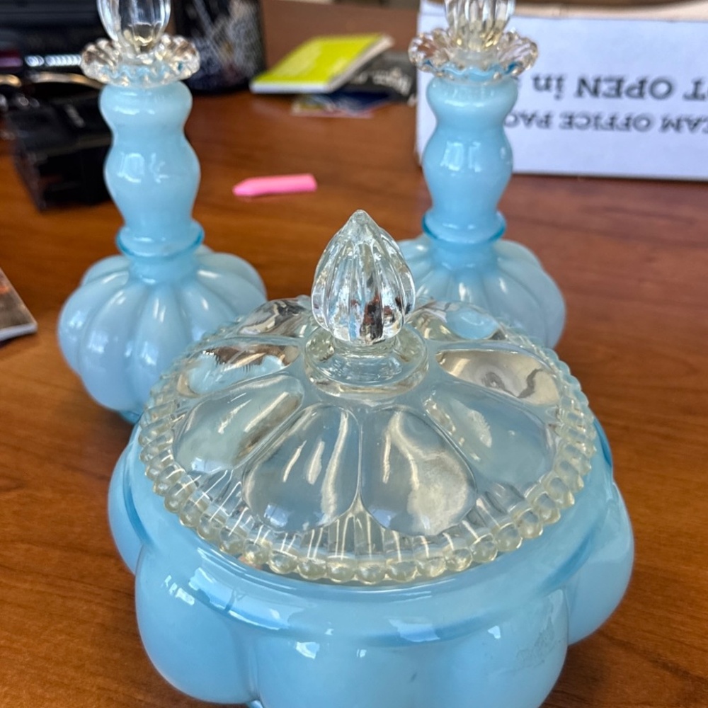 SOLD Fenton Art Glass 6-Piece Vanity Set C. 1940's – In Great Vintage Condition